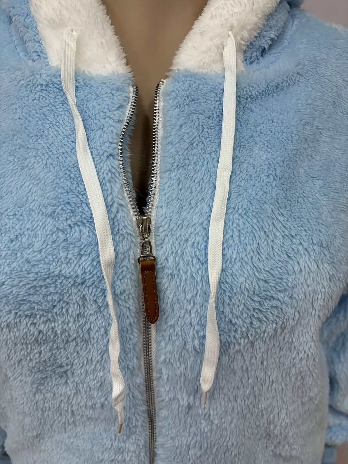 Plus Size Hooded Plush Zip-Up Jacket