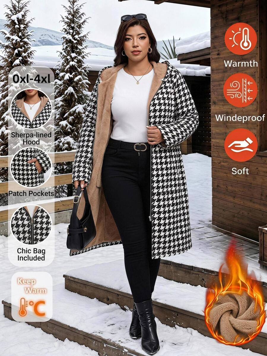 Plus Size Longline Knit Hoodie with Pockets