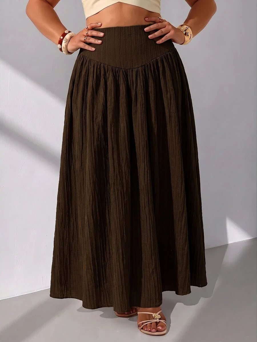 Plus Size A-Line Maxi Skirt with Pockets
