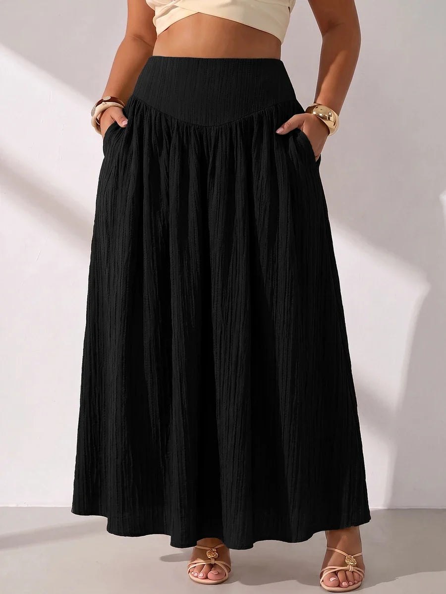 Plus Size A-Line Maxi Skirt with Pockets