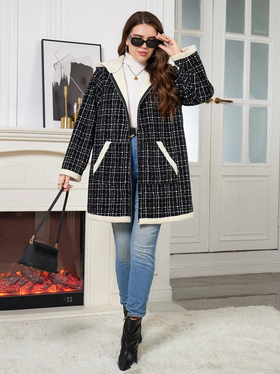 Plus Size Longline Knit Hoodie with Pockets
