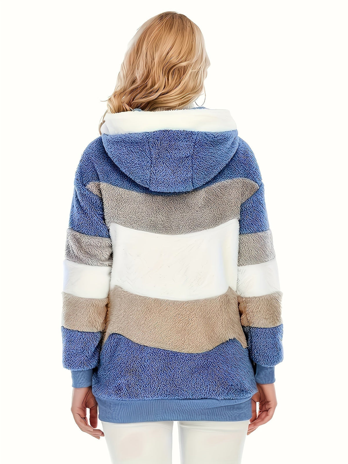 Plus Size Hooded Zip-Up Fleece Jacket with Pockets