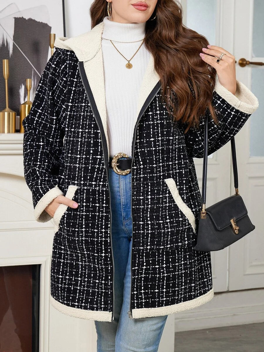 Plus Size Longline Knit Hoodie with Pockets