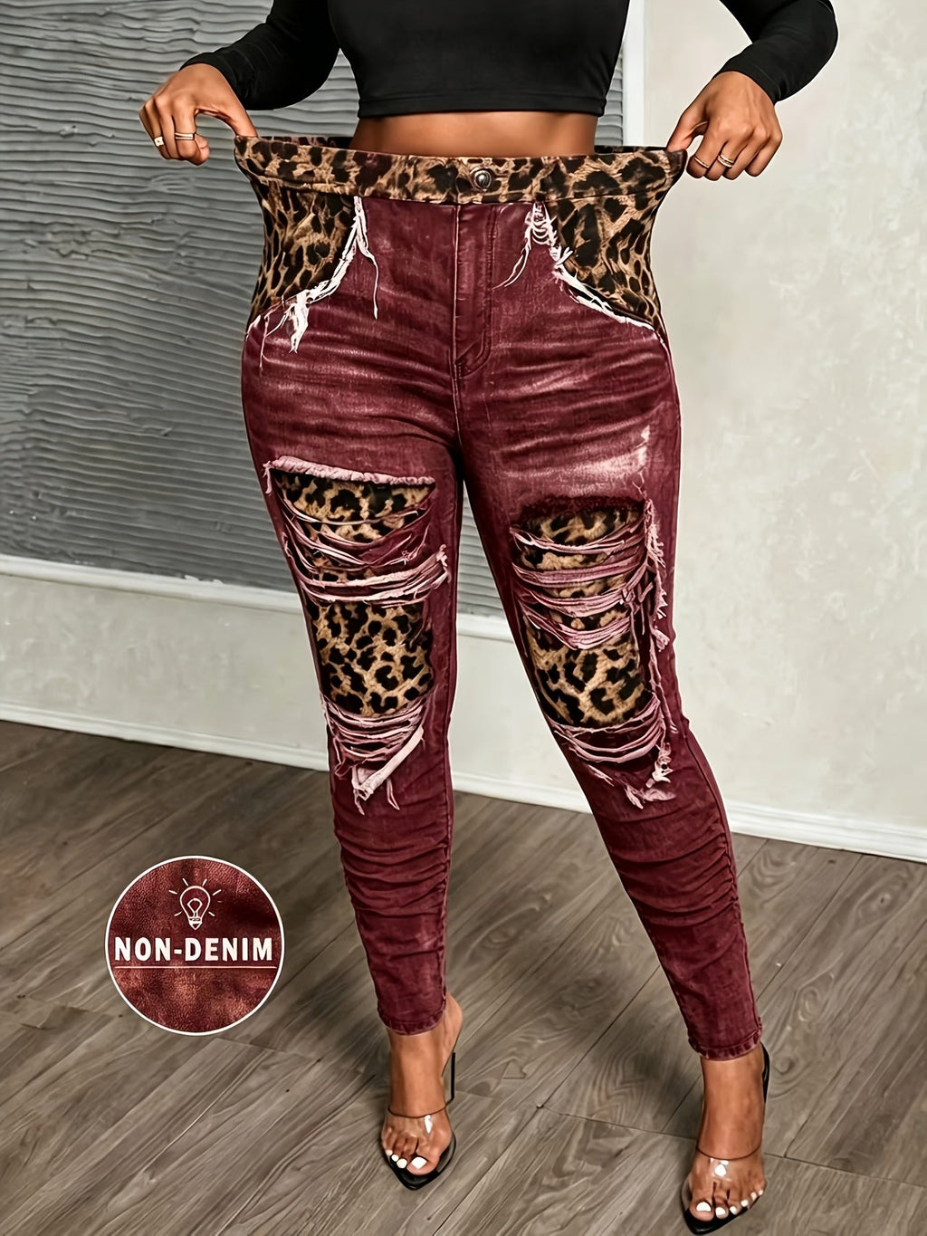 Plus Size High-Waisted Leopard Print Leggings